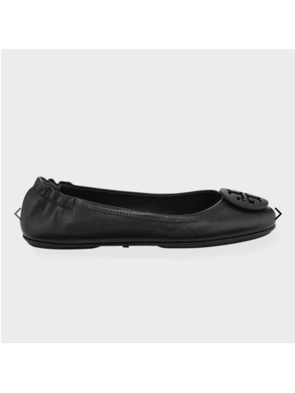 Tory Burch Women's Black Minnie Travel Leather Ballet Flats 10